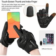 Guantes de ciclismo acolchados de gel de 5 mm para hombre, transpirables y resistentes al desgaste - Negro - Ver 12