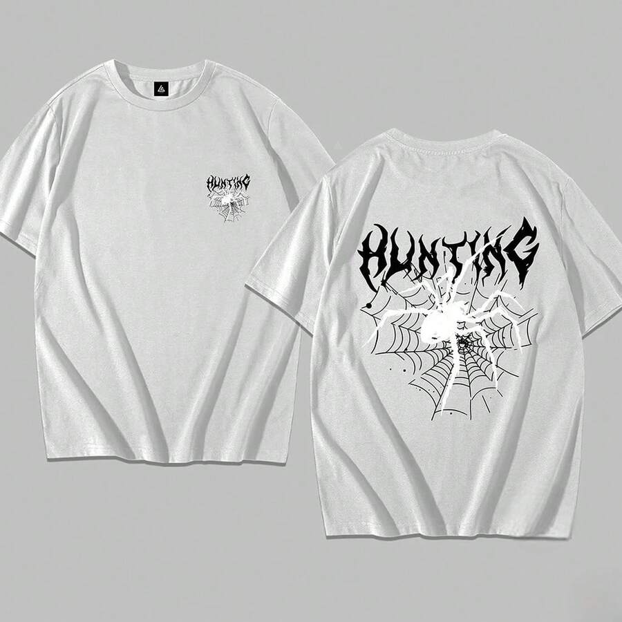 Spider Hunter Dark Style Y2k Cotton Unisex Premium Star Exclusive Streetwear Premium T-Shirt - 白色 - 查看 1