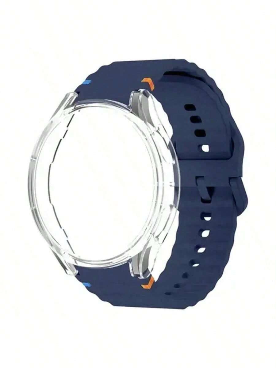 SMART WATCH MX Correa Sport Para Galaxy Watch 7/6/5 + Case + Vidrio Templado - AzulMarino/Transparente - Ver 1