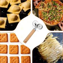 Double Fluted Pastry Cutter Wheel, Double - Blade Pasta Cutter, Stainless Steel Double Roller Dough Cutters With Wooden Handle, Fluted Pastry Wheel Cutters Baking, Pizza, Ravioli, Cookies - Initial - View 7