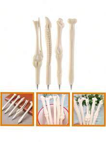 1支骨质圆珠笔，黑色墨水礼品笔，超逼真骨质圆珠笔文具，书写流畅ABS材质，学习办公用品，多种款式可选 - 多色 - 查看 5