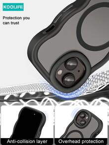 1pc Koolife Wavy Edge Shockproof Phone Case With Magnetic Charging Compatible With Apple 17 ProMax, PC+TPU Material, Raised Camera Protection, Compatible With Apple 17 ProMax/17/17 Pro/17 Air/16/16 Pro/16 Plus/16 ProMax/15 ProMax/15 Pro/15 Plus/14 ProMax/13 ProMax/13 Pro/12 ProMax/11, S25 Ultra/S24 Plus/A06/A07/A26/A36/A56/Z FLP3/4/5/6 - Black With Butterfly Accessories - View 4