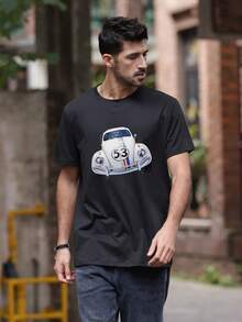 Versatile Casual Loose Fit Short Sleeve T-Shirt With Fun Racing Design Print, For Vacation, Work And Everyday Wear - Multicolor - View 2