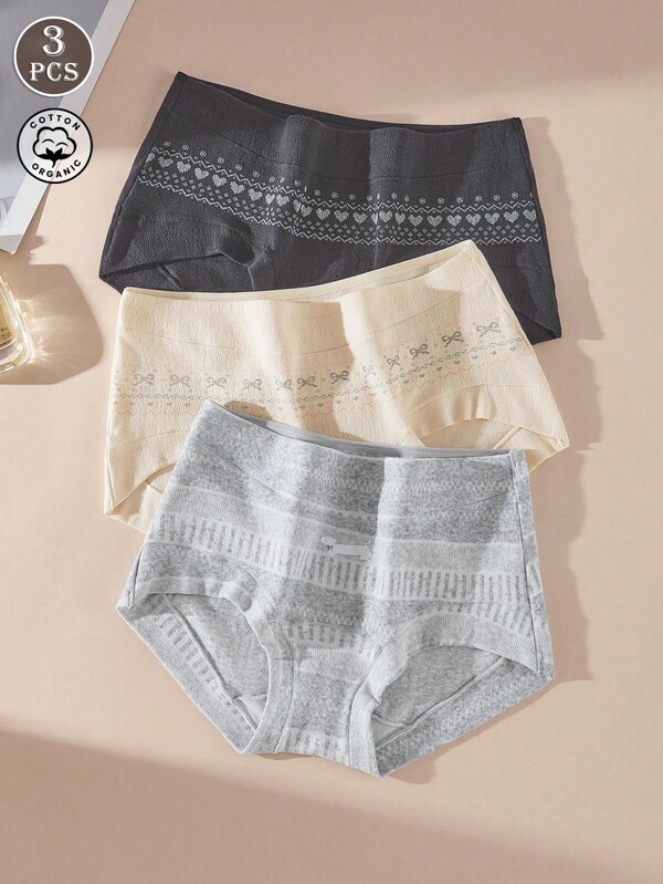 3条装女士高腰塑形内裤，舒适纯棉简约设计