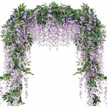 1/5/60个仿真紫藤花吊坠，仿真藤蔓，丝绸紫藤花环，适用于婚礼拱门、派对花园、家居装饰、婚礼装饰、精美室内装饰、家居装饰、情人节、生日礼物、毕业礼物等。 - 紫色 - 查看 9