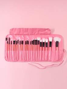 24pcs Professional Makeup Brush Set, High-Quality Synthetic Hair Foundation Brush, Blush Brush, Eyeshadow Blending Brush, Cosmetic Tools, Full Makeup Brush Set With Storage Bag - Pink - View 5