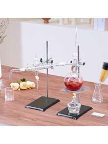 Essential Oil Distillation Kit 500ml Distillation Apparatus 3.3 Boro Lab Glassware Distillation Kit With Alcohol Lamp Ceramic Mesh And 24 40 Joint 28 Pcs Set - White - View 1