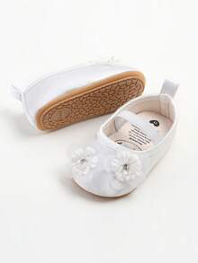 Infant Girls Mary Jane Flats - Infant Newborn Walking Shoes Soft Rubber Sole Princess Wedding - White - View 9