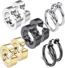 フェイク ピアス めんず クロス リングピアス ノンホール フープ イヤリング イヤーカフ フェイクピアス メンズ ユニセックス アレルギー対応 プレゼント - ビッグ8 - チェックする 12