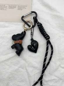 法国斗牛犬包挂饰、可爱小猫包挂饰、皮革小熊包挂饰、亚克力心形挂绳、攀岩绳钥匙扣、包包配件，适合作为生日、情人节或节日礼物 - 彩色 - 查看 15