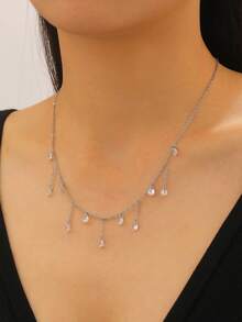 1条不锈钢项链，简约百搭水滴流苏设计，优雅高品质休闲礼物，适合日常、派对、活动佩戴。 - 彩色 - 查看 9