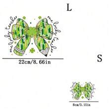 1个/2个/3个绿色蝴蝶结图案热转印贴纸，耐用持久的熨烫贴片，适用于DIY T恤、连帽衫、牛仔裤、卫衣、背包、夹克、手提包、枕头等。 - 3PCS-S - 查看 4
