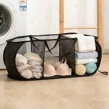 Design cu 2/3 compartimente, poate fi folosit pentru a separa și depozita haine murdare, un coș de rufe pliabil de mare capacitate, care poate fi folosit și pentru depozitarea hainelor, jucăriilor și a diverselor articole. Potrivit în special pentru utilizarea în sufragerie, dormitor și spălătorie acasă. Disponibil în mai multe culori, ușor și practic. - Multicolor - Vizualizare 2