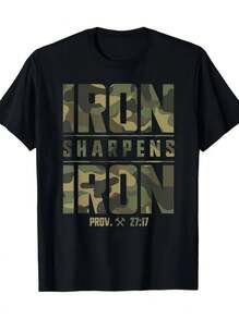 Iron Mill Iron Christian Men's Camouflage Scripture Fitness Training T-Shirt-100 Cotton-Local Community Store In Stock Quick Hair Soft Cotton Comfort Enjoy Discount Suitable For Easter, Halloween, Thanksgiving, Etc. - 黑色 - 查看 1