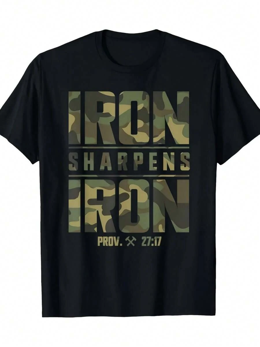 Iron Mill Iron Christian Men's Camouflage Scripture Fitness Training T-Shirt-100 Cotton-Local Community Store In Stock Quick Hair Soft Cotton Comfort Enjoy Discount Suitable For Easter, Halloween, Thanksgiving, Etc. - 黑色 - 查看 1