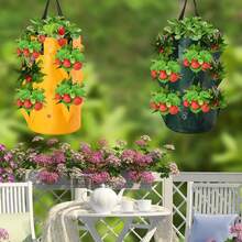 3 Gallon Hanging Strawberry Planter Strawberry Upside Down Planter Plastic Strawberry Grow Bags With Handles Foldable Planting Container For Tomato Herb Vegetables Flower Gardening - Multicolor - View 3