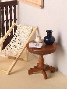 1:12 Dollhouse Round Table Miniature Model, Handmade Mini Wooden Round Table With Lace Tablecloth, Miniature Accessory, Suitable For Indoor/Outdoor Dollhouse Furniture, Anime Theme, Great For Christmas, Halloween, Easter, Thanksgiving - Multi-Functional Table Applicable To Various Rooms, Batch Differences May Cause Slight Color Deviation (Handmade, Slightly Uneven Surface Is Normal) - Multicolor - View 5