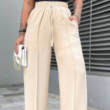 Duna Wide Leg Women's Pantaloons With Elastic Waist And Pocket - 米色 - 查看 6