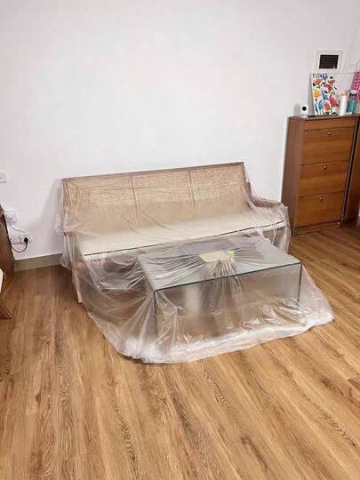 Cubierta desechable multiusos con cinta adhesiva - Protección resistente al agua para muebles durante la renovación y la limpieza - Película de PE transparente inodora, Cubierta de plástico, Cubierta para muebles de jardín, Playa, Verano, Vacaciones, Viaje esencial, Tops, Artículos del hogar