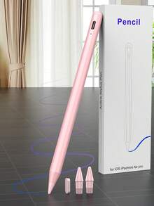 90mAh 可充电数字触控笔，磁吸式设计，支持倾斜和防误触功能，兼容 iPad (A16) 第 11/10 代、第 7/8/9 代、iPad Air 7/6/5/4/3、iPad Pro 13 英寸/12.9 英寸/11 英寸（2018-2025 年款）、iPad mini 7/6/5，高精度高灵敏度，粉色 - 粉色 - 查看 10