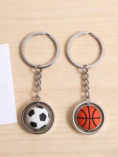 360度旋转金属球钥匙扣，创意运动主题钥匙扣吊坠，包含篮球、足球、棒球、高尔夫和橄榄球等款式。精致逼真的微缩模型，耐磨防锈合金材质。便携包包配件，运动爱好者礼物，个性化装饰，背包拉链拉环，旋转趣味减压小物，坚固耐用的钥匙圈，适用于多种场合。