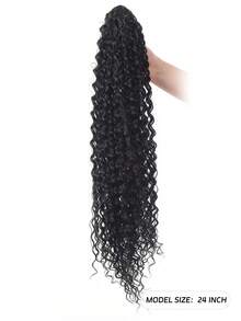 24英寸长波浪形合成假发，带发夹马尾，耐热夹式接发，适合女性和女孩。 - 彩色 - 查看 3