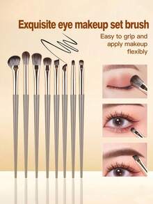 8pcs Professional Eye Makeup Brush Set, Create Perfect Eye Shadow, Eyeliner, Concealer Makeup, Essential For Precise Eye Makeup - Multicolor - View 1