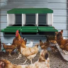 Caja de Nidificación para Gallinas de Metal 3 Compartimentos, Sistema Roll Out de Recolección de Huevos para Gallinero Doméstico - Verde - Ver 3