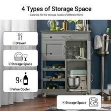 SoBuy FKW45-HG, Kitchen Storage Trolley Serving Trolley Kitchen Storage Cabinet With Stainless Steel Worktop - Grey - View 5