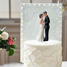 Elegant Bride And Groom Wedding Cake Plastic Decorative Figurines, With White Veil | Suitable For Engagement Parties, Bridal Showers And Anniversary Celebrations - Black Suit - View 6