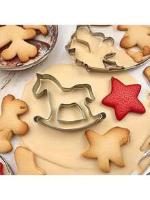 1 pieza/2 piezas Cortador de galletas con forma de caballo, molde de galletas de acero inoxidable con forma de caballo DIY, herramienta de cocina para hornear, cortador de galletas, molde de pastel, molde de galletas divertido para el Año del Caballo 2026 - Plateado - Ver 7