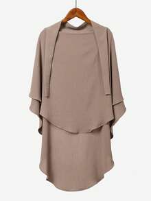 1pc Women's Long Prayer Dress Muslim Hijab With Tie, Convenient Daily Tie-Up Muslim Headscarf, Ready-To-Wear Hijab Scarf - Multicolor - View 3