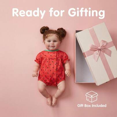 24 Inch Realistic Vinyl Handmade Open Eyes Maddie Reborn Doll, Cloth Body Lifelike Doll, Rooted Hair, Companion Collectible Toy, Birthday Christmas Gift