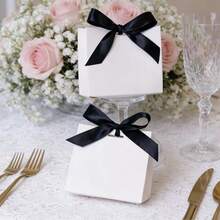 20个/50个装婚礼礼盒，配精美丝带，适用于婚礼、生日、派对、节日、情人节、母亲节、圣诞节等场合，易于组装，尺寸：11.5厘米*4.5厘米*10厘米 - 查看 10