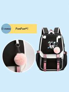Leisure Multifunctional Lightweight Backpack Designed For Reading Newspapers By Astronauts, With Pink Plush Decoration, Simple, Fresh, Large Capacity, Lightweight Spine Protection Backpack, Lightweight Travel Backpack, Suitable For Daily Commuting And Travel Use, Perfect Holiday Gift Choice - one-size - View 4