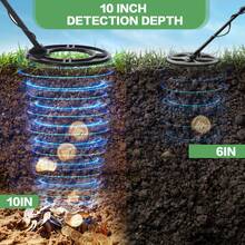Detector de metales de alta precisión con pantalla LCD, palanca ajustable y 4 modos, adecuado para detectar oro, plata y monedas - Negro - Ver 3
