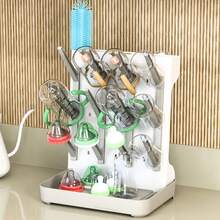 Baby Bottle Drying Rack – 3-Tier Vertical Storage Stand For Bottles, Pump Parts & Pacifiers – Includes Detachable Drip Tray – Space-Saving, Quick-Dry - Grey - View 10