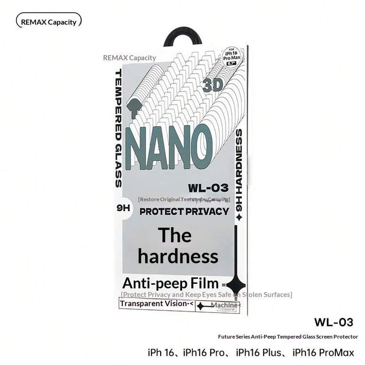 REMAX Future 超柔系列防窥钢化玻璃屏幕保护膜 WL-03/无尘速贴全屏隐私保护，兼容苹果 iPhone 15/16、iPhone 15 Pro、iPhone 15 Plus/16 Plus、iPhone 15 Pro Max/iPhone 16 Pro、iPhone 16 Pro Max、iPhone 17 Pro、iPhone 17 Air、iPhone 17 Pro Max - 無色 - 查看 8