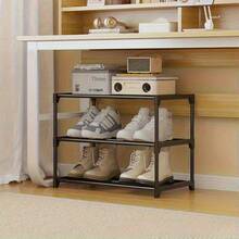 3-Tier Heavy Duty Thickened Shoe Rack, Space-Saving Storage Organizer For Men's Shoes, Strong Load-Bearing Entryway Shelf For Wardrobe & Bedroom, Ideal For Shoes & Decor, Perfect Holiday Gift - 黑色3層75cm - 查看 10
