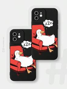 Ốp lưng điện thoại hình vịt JURSUE dễ thương, phong cách Kawaii, thẩm mỹ, hoạt hình, chống sốc, mềm mại, tương thích với iPhone 17 16 15 14 13 12 11 Pro Max SE 2020 X XR XS Ip 8 7 Plus XYH2272 - màu đen - Xem 8