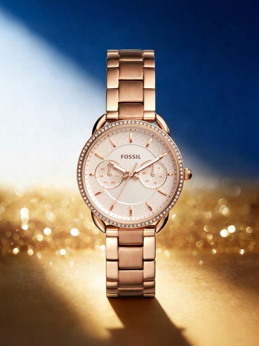Fossil Women's Quartz Stainless Steel Watch, Round Dial, Stainless Steel Case - Crystal Glass Face, Suitable For Daily Wear In Various Occasions - Rose Gold - View 1