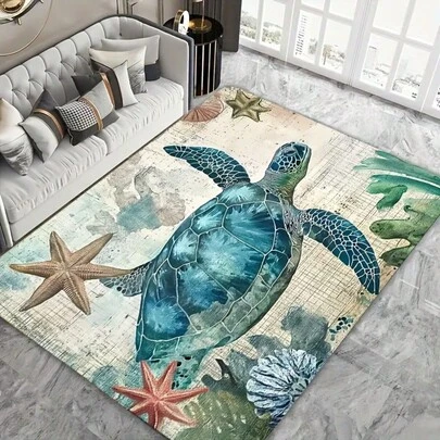 1件装海龟图案地垫地毯，适用于客厅、卧室、厨房、浴室，也可作为浴室地垫、户外地毯、装饰浴室地垫、厨房地板、游戏室或健身房地毯使用。
