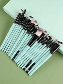 20-Piece Eye And Face Makeup Brush Set, Including Foundation, Eyeshadow, And Blush Brushes – A Complete Makeup Tool Set. - màu xanh lá - Xem 7
