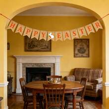 Easter Banner Burlap Bunny Garland Happy Easter Day Decorations For Fireplace Home Decor - Orange - View 3