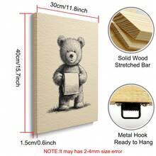 1 tấm tranh canvas in hình gấu bông Teddy cổ điển (có khung/không khung) dùng để trang trí nhà vệ sinh, phòng ngủ, nhà hiện đại, với họa tiết động vật ngộ nghĩnh, thích hợp để trang trí. - A - Xem 8