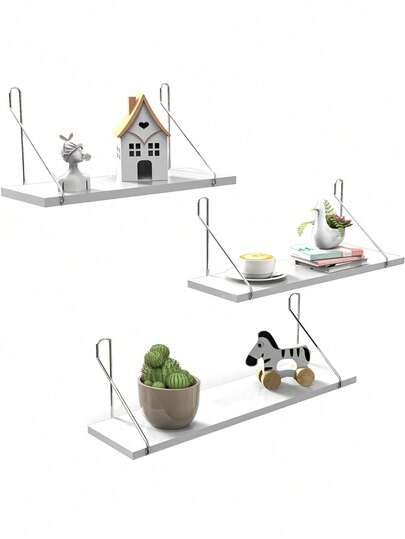 1pc No-Drill One-Shelf Wall Mounted Floating Shelf For Books, Plants, Decor, Dorm Room Wall Hanging Bookshelf Storage Wooden Board Rack