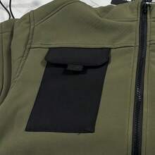 Men'S Outdoor Soft Shell Jacket, Military-Style, Scratch-Resistant, Fleece-Lined, Thickened, Warm Hooded Windbreaker, Three-In-One Sports Climbing Outfit - 黑色 - 查看 4