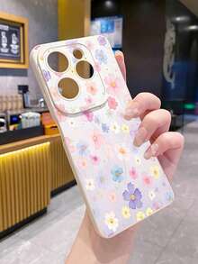 Flower 1pc Ditsy Floral Pattern Shockproof Phone Case, UV Printed Compatible With Samsung/Galaxy///// Android Models - Beige - View 2