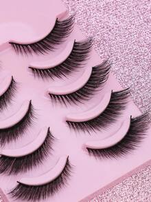 AYRMILLA False Eyelashes, 5 Pairs Of Fox-Style Eyelash Extensions With Elongated Tail, Natural, Fluffy, And Soft 3D Mink Fur False Eyelashes. Buy 2 Get 3 Boxes. Long And Slender, Multi-Layer False Eyelashes, Short And Thick False Eyelashes, Grafted, Loose False Eyelashes, Makeup Products, Suitable For Wedding Parties, Nightclubs, Daily Work Meetings, Natural False Eyelashes - 黑色 - 查看 2