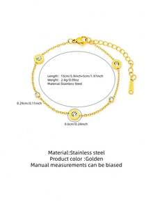 1件复古奢华男女通用罗马数字圆盘手链，细链几何圆形手链，优质电镀，防褪色，简约优雅，适合度假、音乐节、旅行、珠宝佩戴，多功能礼品，节日配饰，时尚度假配饰 - 金黃色 - 查看 9